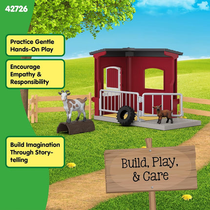 Schleich Farm World - 31Pc Goat Stable Playset - Kids Ages 3+ | 42726