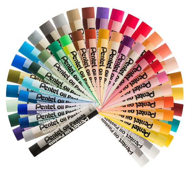 Pentel Arts Oil Pastels - 50 Color Set with Metallic and Fluorescent Packs, 3pk Set