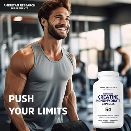 Creatine Monohydrate Capsules 5G | 60 Servings | Vegan | Micronized Creatine Pills 5000mg | 4 Caps per Serving | 240 Capsules | Creatine Pills For Men & Women | Muscle Building | 2 Months Supply