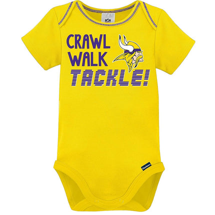 NFL Minnesota Vikings Boys 20183 Pack Short Sleeve Variety Bodysuit, Purple, 0-3 Months