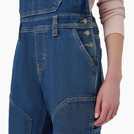 Dickies Women's Double Front Bib Overalls, Dark Stonewashed Denim, XL