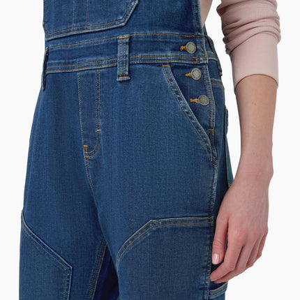 Dickies Women's Double Front Bib Overalls, Dark Stonewashed Denim, XL