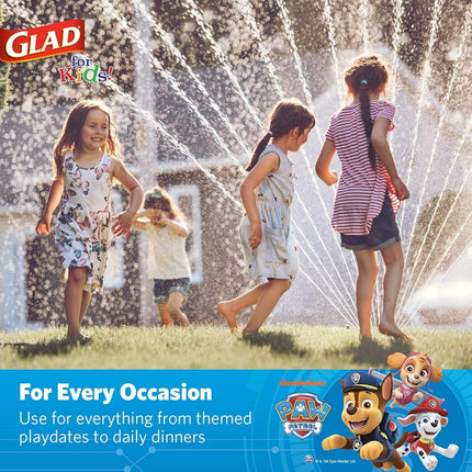 Platos de papel Glad for Kids Patrulla Canina | Platos desechables Patrulla Canina para niños | Platos de papel resistentes desechables a prueba de remojo aptos para microondas para todas las ocasiones Core Pups azules de 8.5" redondos, 200 unidades