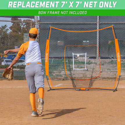 GoSports Team Tone Replacement 7 ft x 7 ft Baseball/Softball Net - Compatible with GoSports Brand 7 ft x 7 ft Baseball Net - Frame Not Included - Orange