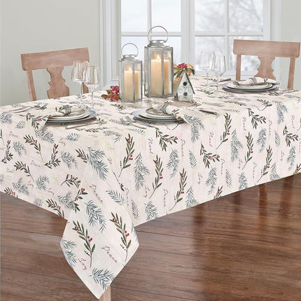 Elrene Home Fashions Holiday Tree Trimmings Wrinkle Resistant Fabric Tablecloth, Christmas, 60"X120", Oblong