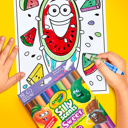 Marcadores de doble punta Crayola Silly Scents, marcadores con aroma dulce, 10 unidades, regalo para niños, edad 3, 4, 5, 6