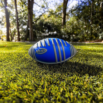 Nerf Weather Blitz Kids Foam Football - Youth Weatherproof Soft Foam Ball - Indoor and Outdoor Football for Kids - Small Junior Foam Football - 9" Inch Youth Sized Football - Blue
