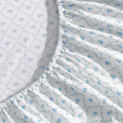 Laura Ashley - Sheet Set, Breathable Percale Cotton Bedding, 200 Thread Count, Deep Pocket, Chic Home Decor (Kate Blue, Full)