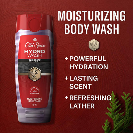 Old Spice Hydro Body Wash for Men, Smoother Swagger Scent, Hardest Working Collection, 16 Ounce (Pack of 4)