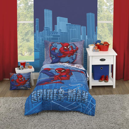 Marvel Spiderman Wall Crawler Red, White, and Blue Spider Webs Toddler Blanket