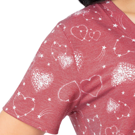 Fruit of the Loom womens Short Sleeve Tee and Pant 2 Piece Sleep Set, Red/Hearts, M