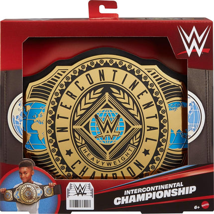 Mattel WWE Championship Title, Intercontinental Champion, Kid-Sized Belt Accessory for Role-Play & Costumes, 3+ feet Long with One-Time Adjustment