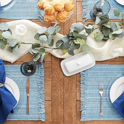 DII Variegated Tabletop Collection, Placemat Set3x19, Light Blue, 6 Piece