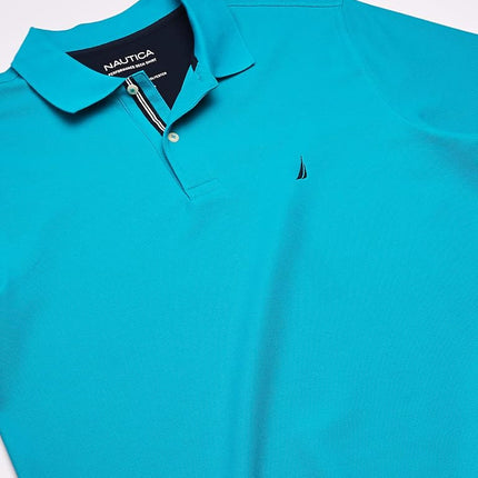 Nautica Men's Classic Fit Short Sleeve Solid Performance Deck Polo Shirt, Tropic Wave, 5X-Large Tall