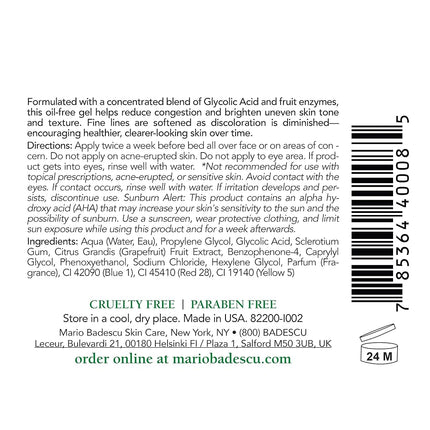 Mario Badescu Gel Glicólico para Piel Grasa y Congestionada 2oz