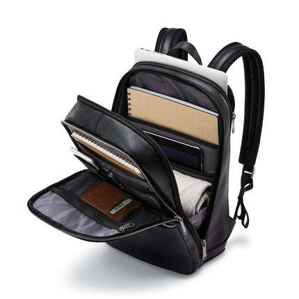 Samsonite Classic Leather Slim Backpack, Negro, Talla única, Mochila delgada de cuero clásico
