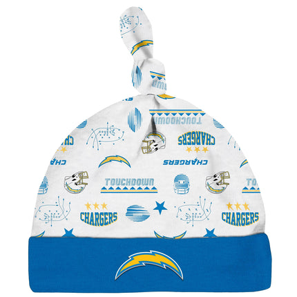 NFL Baby Boys' 3-pack Bodysuit, Sleep 'n Play, & Cap Set, Los Angeles Chargers, 3-6 Months