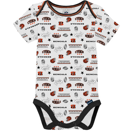 Paquete de 3 bodys de manga corta NFL, Niño azul Cincinnati Bengals, 18 meses