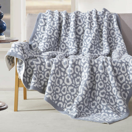 Elegant Comfort Leopard Throw Blanket, Gray Super Soft Cozy Fluffy Warm Throw Blankets for Couch, Sofa, Chair, Bed, Camping, Picnic, Travel Lightweight Bed Blanket (50" x 70")