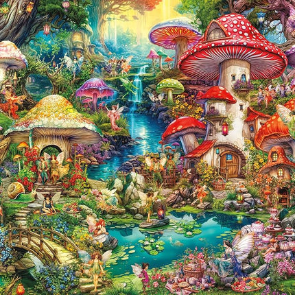 Buffalo Games - Gold - Aimee Stewart - Merry Mushroom Village Picnic - 500 Piece Jigsaw Puzzle for Adults - Challenging Puzzle Perfect for Game Nights