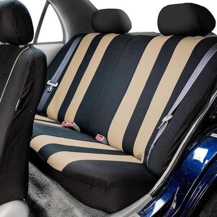 FH Group Three Row Striking Striped Full Set Car Seat Covers, Airbag Compatible & Split Ready – Universal Fit for Cars Trucks & SUVs (Beige) FB036217