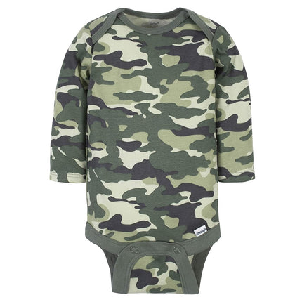 Gerber Baby Boys' 6-Pack Long-Sleeve Onesies Bodysuit, Tiger Green, 3-6 Months