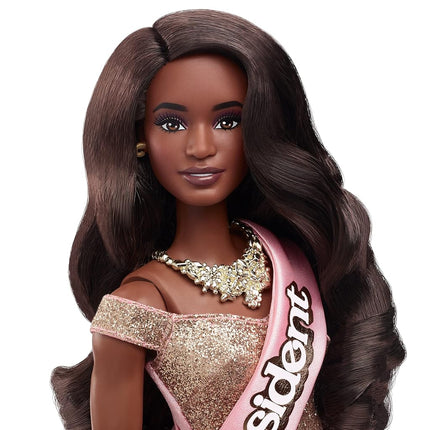Barbie The Movie Doll, President Barbie Collectible Wearing Shimmery Pink and Gold Dress with Sash, HPK05