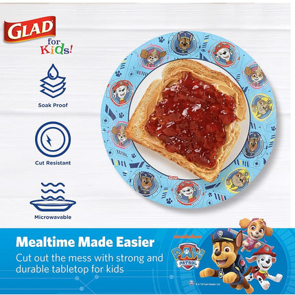 Glad for Kids Paw Patrol Paper Plates, Disposable Paw Patrol Plates for Kids, Heavy Duty Soak Proof Microwavable Paper Plates, Core Pups Blue 7 Inch Round Plates 20ct, Paw Patrol Birthday