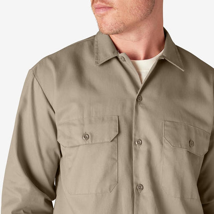 Dickies Mens Long Sleeve Work Shirt, Desert Sand, XX-Large