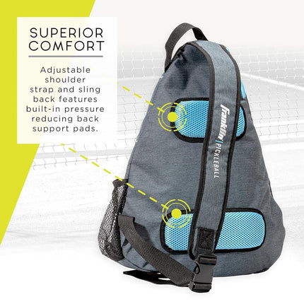Franklin Sports Pickleball Sling Bag Backpack - Holds Paddles, Balls & Accessories - Official US Open Bag