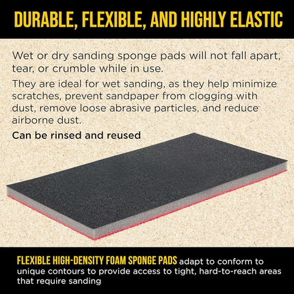 Dura-Gold 800 Grit 5" x 2-3/4" Sanding Sponges, Box of 20 - Performance Hook & Loop Wet or Dry Flexible Sandpaper Sponge Pads - for Hand Sanding Blocks, Palm Sanders - Polish Metal, Auto Paint, Wood