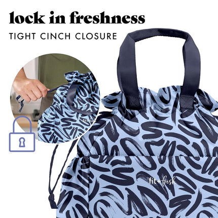 Fit & Fresh Lunch Bag for Women, Insulated Womens Lunch Bag for Work, Stain-Resistant Large Lunch Box for Women with Containers, Cinch Closure Cromwell Bag Navy
