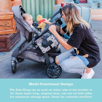 J.L. Childress Disney Baby Side Sling Cargo Net, organizador y almacenamiento para cochecito, Mickey Negro
