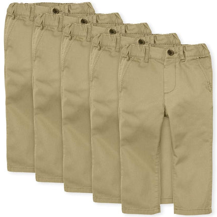 The Children's Place Baby Boys Uniform Skinny Chino Pants, Flax 5-Pack, 12-18 Months