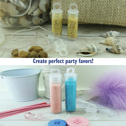 The Beadsmith Clear Plastic Tubes 2" Long 9/16" Diameter Caps for Hanging Friction Use for Beads, Bath Salts, Wedding Gifts and