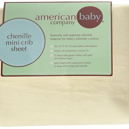 American Baby Company Sábana ajustable para cuna portátil/minicuna, chenilla suave, crudo, para niños y niñas