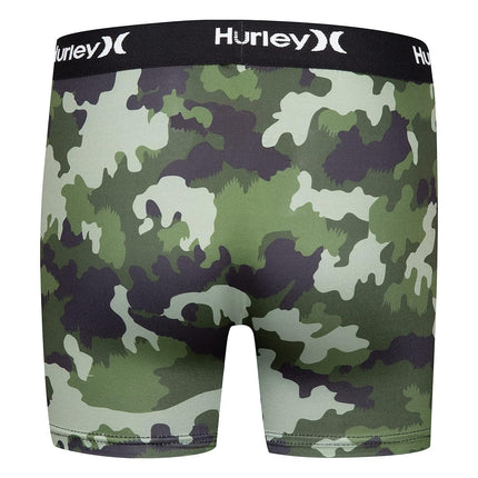 Hurley Boys' Classic Boxer Briefs (2-Pack), Black/Green Camo, Small
