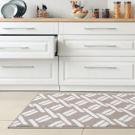 Nautica – Tapis de Couloir | Tapis de Couloir d'Intérieur pour Hall et Entrées | Tapis de Porte d'Entrée et de Cuisine Antidérapant | Tapis d'Entrée Lavable en Machine | 66 x 114 cm | Bordure Corde Beige