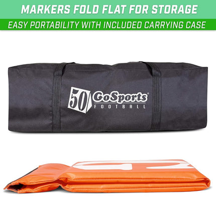 GoSports Football Field Yard Line Markers, Set of 11, High Visibility Weighted Yardage Markers with Portable Carrying Case