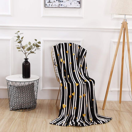 Elegant Comfort Velvet Touch Ultra Plush Christmas Holiday Printed Fleece Throw/Blanket-50 x 60inch, (Golden Heart)