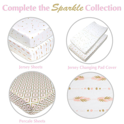 American Baby Company Fitted Crib Sheet, Cotton Jersey, Sparkle Gold and Pink Arrows, Pack of 1