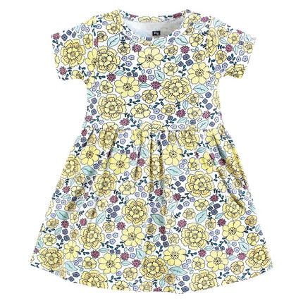 Vestidos de algodón Hudson Baby para bebé niña, estampado floral amarillo, 0-3 meses
