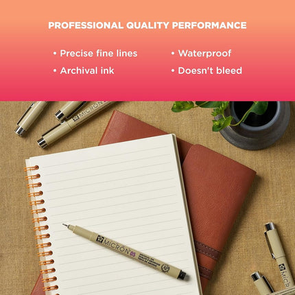 SAKURA Pigma Micron Assorted Pens, Pack of 6, Black