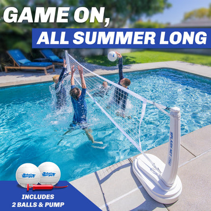 GoSports Splash Net PRO Pool Volleyball Net - Includes 2 Water Volleyballs and Pump - White