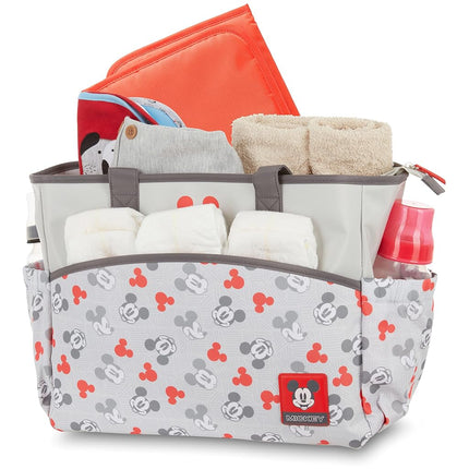 Disney Unisex Baby Cudlie Diaper Tote Moms | Large Spacious Travel Boy and Girl | 17-inch Multi-Functional Bag, Minnie Mouse Bows Print