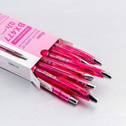 Pentel RSVP Super RT Ballpoint Pen, (0.7mm) Fine Line, Pink Ink - BX477-P(Pack of 12)