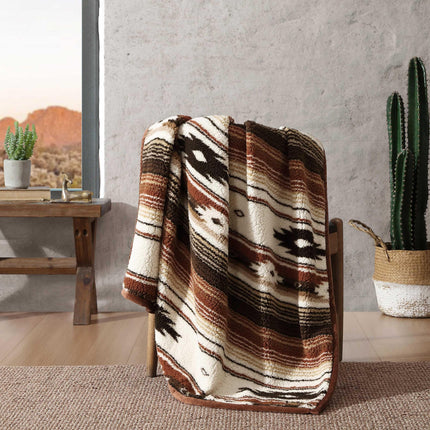 Wrangler - Throw Blanket, Super Soft Sherpa Bedding with Corduroy Reverse, Yellowstone Inspired, Western Luxurious Bedding, Oeko-Tex Certified (Coyote Sands Orange, 50" x 60")