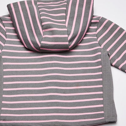 Hanes Baby Hoodie, Zippin 4-Way Stretch Fleece Jacket, Steel/Pink Stripe, 18-24 Months