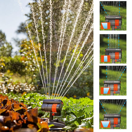 GARDENA (18709-81) Up to 2300 sq ft - ZoomMaxx Adjustable Oscillating Sprinkler on Metal Step Spike for Watering Large Area Lawn, Yard and Garden. Quick Connect Included for Ease of Connection.