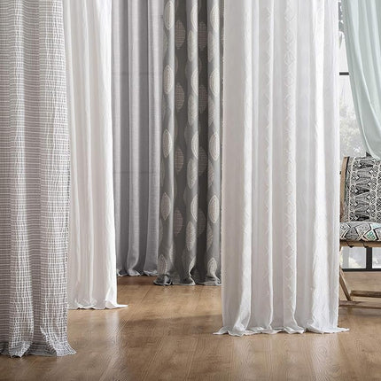 Archaeo Washed Cotton Twist Tab Curtain, 52" x 108", White